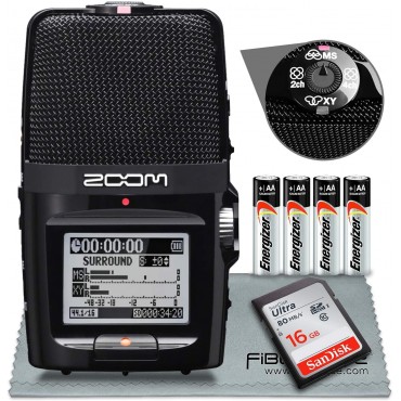 Zoom H2n Stereo/Surround-Sound Portable Recorder, 5 Built-In Microphones, X/Y, Mid-Side, Surround Sound, Ambisonics Mode, Records to SD Card, For Recording Music, Audio for Video, and Interviews