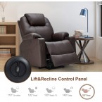 Esright Power Lift Chair Electric Recliner Sofa for Elderly, Faux Leather Electric Recliner Chair with Heated Vibration Massage, Side Pocket Cup Holder and USB Port, Dark Brown