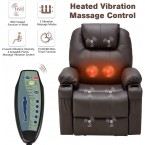 Esright Power Lift Chair Electric Recliner Sofa for Elderly, Faux Leather Electric Recliner Chair with Heated Vibration Massage, Side Pocket Cup Holder and USB Port, Dark Brown