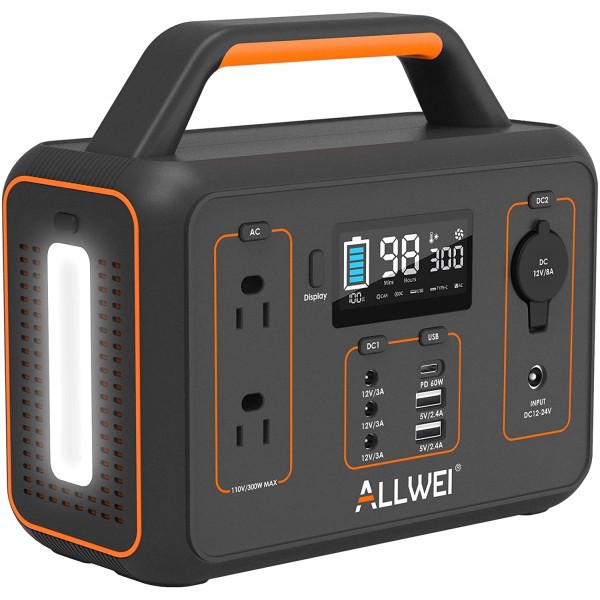 Allwei Portable Power Station, 300w/peak 600w So..