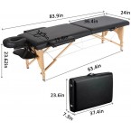 84" Fold Up Massage Spa Bed Facial Tattoo 2 Folding Salon Table with PVC Leather, Face Cradle Bed with Carrying Case Massage Table (Black)