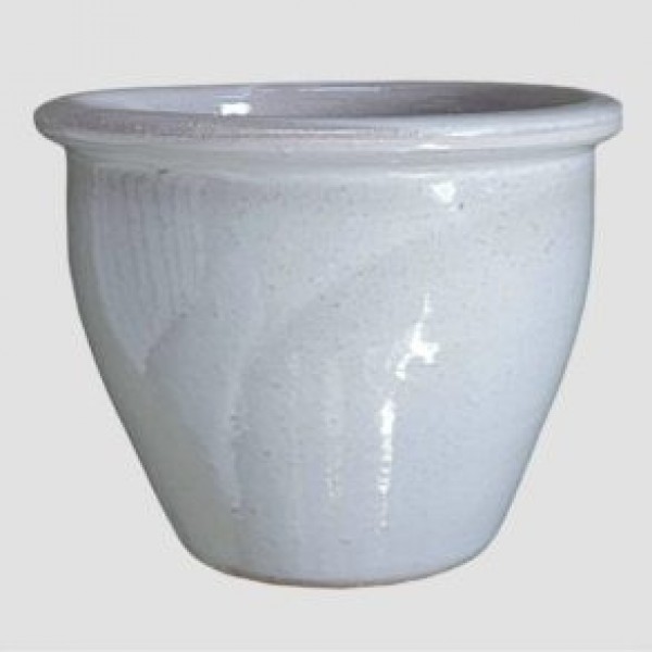 White Rolled Rim Pot 58