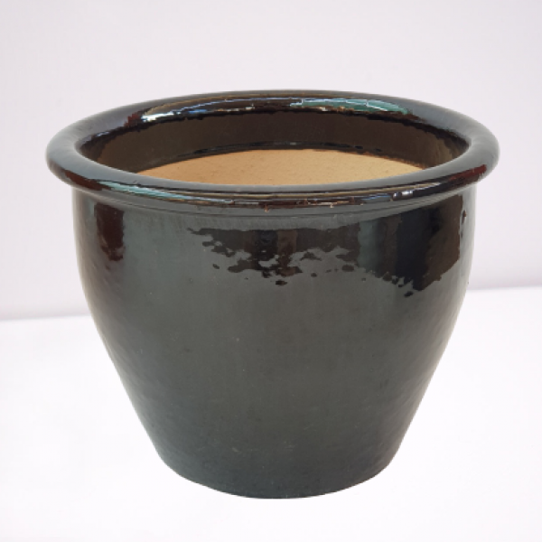 Black Rolled Rim Pot