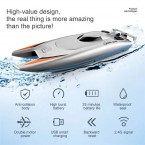 805 Remote Control Racing Boat 2.4G 30Km/h High Speed Dual Motor RC Boat for Kids Adults, with 1 Battery - Grey