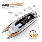 805 Remote Control Racing Boat 2.4G 30Km/h High Speed Dual Motor RC Boat for Kids Adults, with 1 Battery - Grey