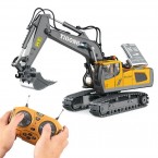 BC1043 11-Channel 2.4G RC Excavator 1 / 20 Scale Remote Control Excavator Metal Construction Vehicle Tractor Toys for Boys and Girls - Yellow / Grey