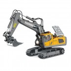 BC1043 11-Channel 2.4G RC Excavator 1 / 20 Scale Remote Control Excavator Metal Construction Vehicle Tractor Toys for Boys and Girls - Yellow / Grey