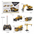 666-31 5-Pieces Construction Truck Toys with Crane + Electric RC Cars Engineering Vehicle Sets