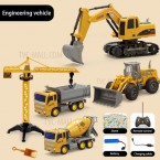 666-31 5-Pieces Construction Truck Toys with Crane + Electric RC Cars Engineering Vehicle Sets