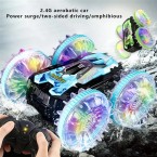 YL-92 2.4G Remote Stunt Rotating RC Car Xmas Toy Car Gift with Light for Kids - Blue