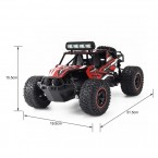 2.4GHz 1/16 RC Car Off-Road Racing Car Remote Control 18km/h Truck RTR with LED Light - Red