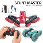 Double-sided Rotating Deformation Stunt 2.4G RC Car Children Boys Remote Control Light Music Car Toy - Red