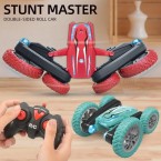 Double-sided Rotating Deformation Stunt 2.4G RC Car Children Boys Remote Control Light Music Car Toy - Red