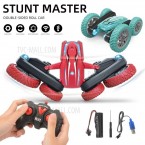 Double-sided Rotating Deformation Stunt 2.4G RC Car Children Boys Remote Control Light Music Car Toy - Red