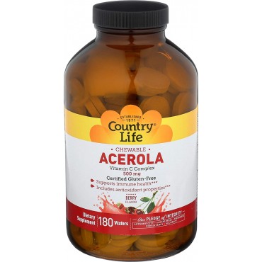 Country Life Acerola C, 500 mg, 180-Wafers