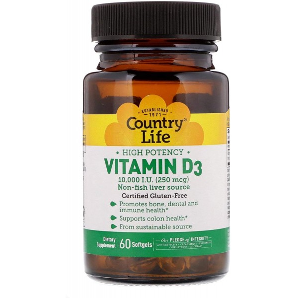 Vitamin D3 10000 Iu Country Life 60 Softgel