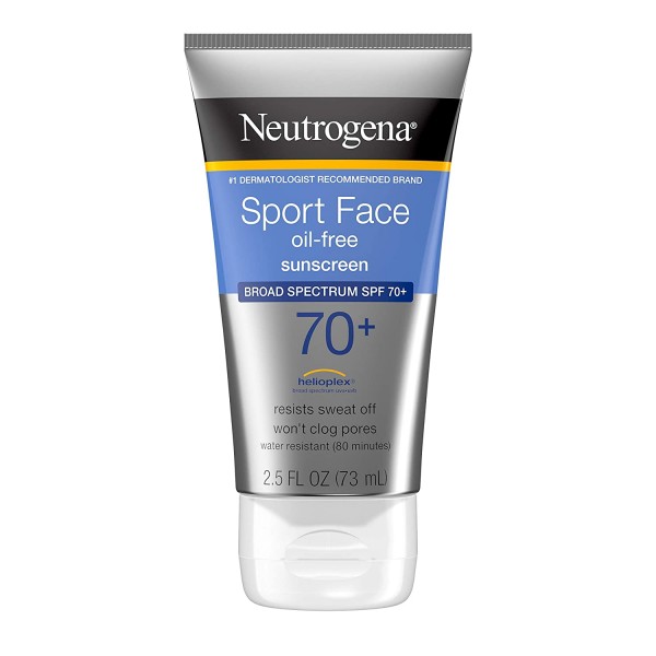 Neutrogena Sport Face Sunscreen SPF 70+, Oil-Free Facial Sunscreen Lotion with Broad Spectrum UVA/UVB Sun Protection, Sweat-Resistant & Water-Resistant