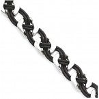 Buy ICE CARATS Stainless Steel Black Leather 8 Inch Bracelet Online in UAE