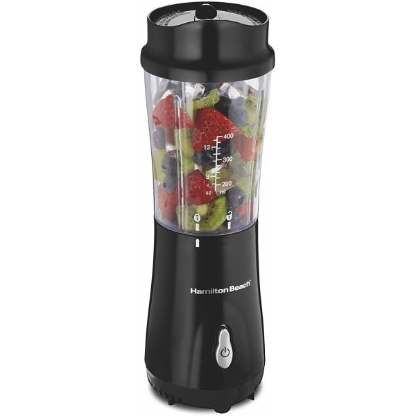 Hamilton Beach Personal Blender for Shakes and Smoothies with 14 Oz Travel Cup and Lid