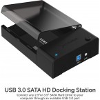 Sabrent USB 3.0 to SATA External Hard Drive Lay-Flat Docking Station for 2.5 or 3.5in HDD, SSD [Support UASP] (EC-DFLT)