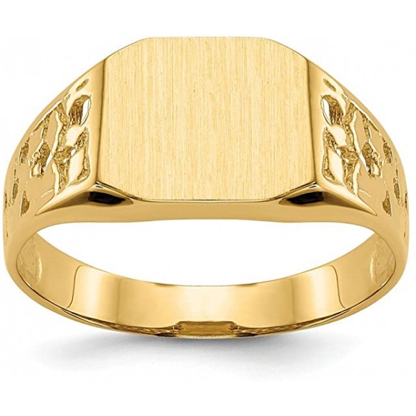 14k Yellow Gold 9.0x10.5mm Mens Signet Band Ring..