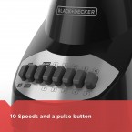 BLACK+DECKER Countertop Blender with 5-Cup Glass Jar, 10-Speed Settings, Black