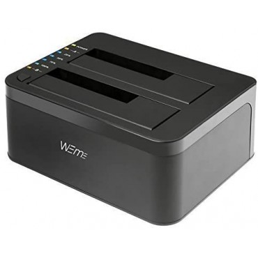 WEme USB 3.0 to SATA Dual-Bay External Hard Drive Docking Station with Offline Clone/Duplicator Function for 2.5 & 3.5 Inch HDD SSD SATA (SATA I/II/III) Support 2X 8TB & UASP, Tool-Free