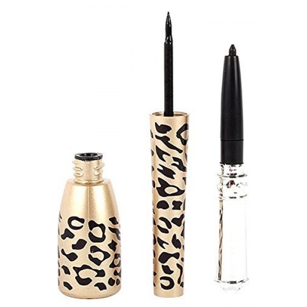 Buy JASSINS Leopard Bottle of 2-in-1 Black Waterproof Liquid Eyeliner and Pen Online in UAE