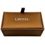 LBFEEL Really Spins Rhodium Plated Blue Globe Earth Cufflinks for Men with a Gift Box