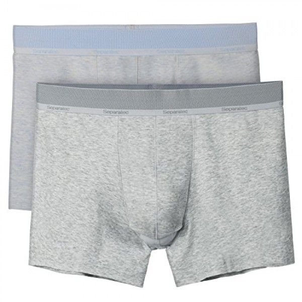 Separatec Men's Soft Supima Cotton Separate Pouch Trunks 2 Pack(M,Blue+Gray)