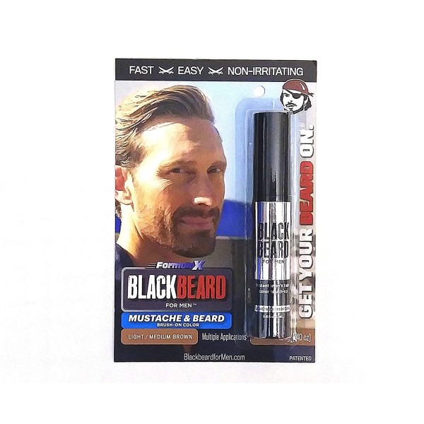 Blackbeard for Men Formula X - Instant Brush-on Beard & Mustache Color - 1-pack (Light/Medium Brown)