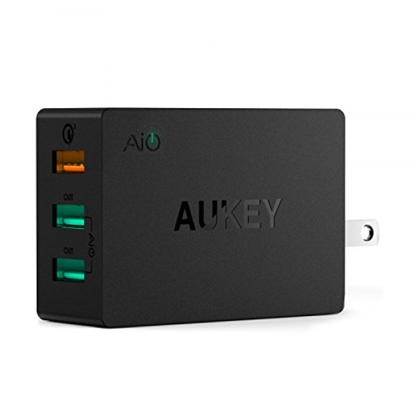 Buy Quick Charge AUKEY USB Wall Charger with 3 USB Ports & Foldable Plug Online in UAE