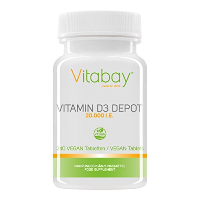 Vitamin D3 Depot 1.000 I.E. per Day – Only one Vegan Tablet / 20 Days ...