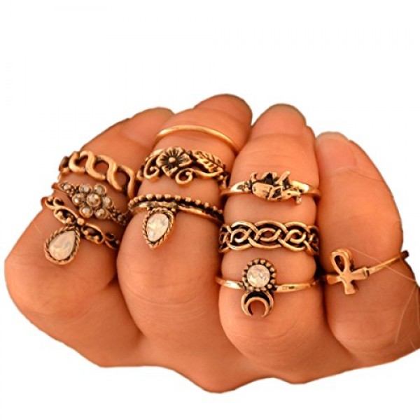 Buy SUNSCES Silver Plated Joint Knuckle Nail Ring Set Online in UAE