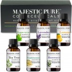 MajesticPure Aromatherapy Essential Oils Set, Includes Lavender, Frankincense, Peppermint, Lemon, Tea Tree & Rosemary Oils - Pack of 6-10 ml each