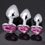 AKStore 3 Pcs Luxury Jewelry Design Fetish Heart Metal Anal Butt Plug Fantasy Sex Restraints Bondage SM Jewelry Butt Plug - Large Medium Small Anal Stimulation Sex Toy for Unisex Masturbation(Pink)