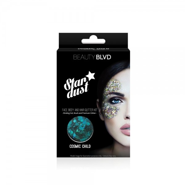 BeautyBLVD Stardust - Face, Body & Hair Glitter Kit | 3 Piece Glitter Kit | Great for Festivals & Parties | Cosmetic Glitter | Cruelty Free (Cosmic Child)