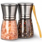 Professional Salt and Pepper Grinder Set – Premium Stainless Steel Salt and Pepper Shakers with Ceramic Spice Grinder Mill for Adjustable Coarseness - Free Bonus.