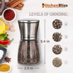 Professional Salt and Pepper Grinder Set – Premium Stainless Steel Salt and Pepper Shakers with Ceramic Spice Grinder Mill for Adjustable Coarseness - Free Bonus.