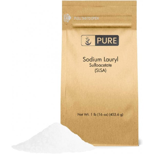 Pure Sodium Lauryl Sulfoacetate (SLSA) (1 lb.), Eco-Friendly Packaging, Ideal Bath Bomb Additive, Gentle on Skin, Surfactant & Latherer