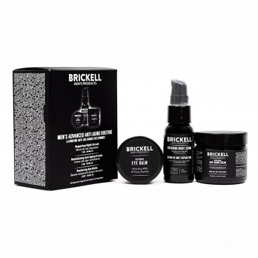 Brickell Men's Advanced Anti-Aging Routine, Night Face Cream, Vitamin C Facial Serum & Eye Cream Online in UAE