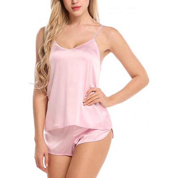 Ekouaer Sleepwear Womens Sexy Lingerie Satin Pajamas Cami Shorts Set Nightwear XS-XXL