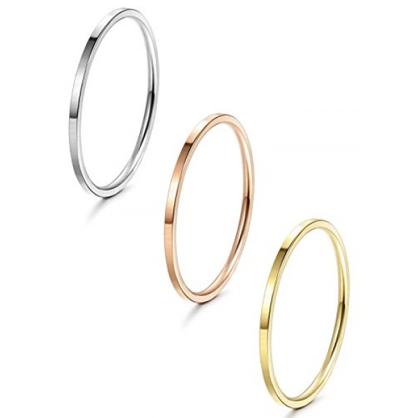 Buy LOYALLOOK Stainless Steel Women's Plain Band Rings Online in UAE