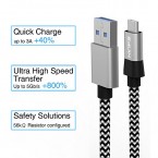 USB Type C Cable, Kinps 6ft Fast Charger Braided Cord USB C to USB A 3.0 for Samsung Galaxy S9, S9+ Plus, S8, S8+ Plus, LG V30 V20 G6 G5, Nintendo Switch, Google Pixel 2 XL, OnePlus 5 3T 2 and More