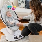 4moms mamaRoo 4 Baby Swing, Bluetooth Baby Rocker with 5 Unique Motions, Smooth, Nylon Fabric, Grey Classic