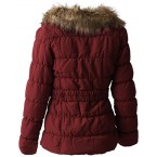 Hat and Beyond EC Womens Quilted Faux Fur Lined Belted Coat (Small/gj1133_mulbery)