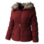 Hat and Beyond EC Womens Quilted Faux Fur Lined Belted Coat (Small/gj1133_mulbery)