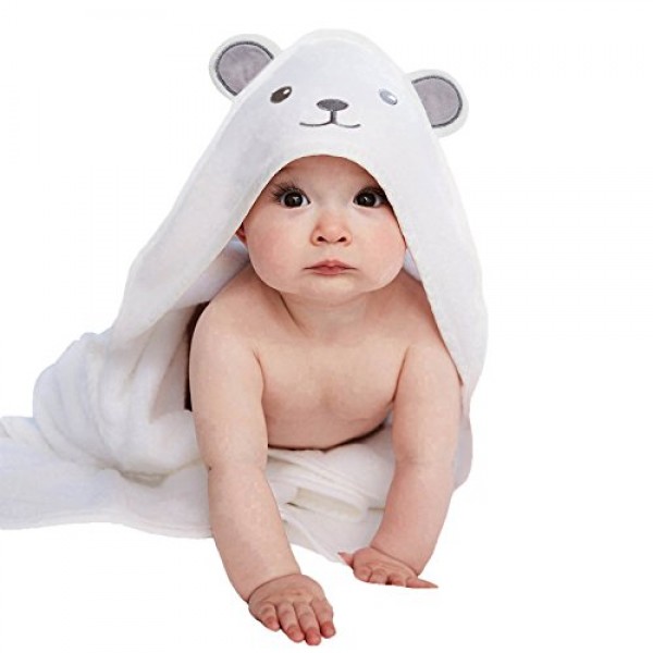 luxury extra soft baby bamboo hooded towel with adorable bear design shop online in UAE