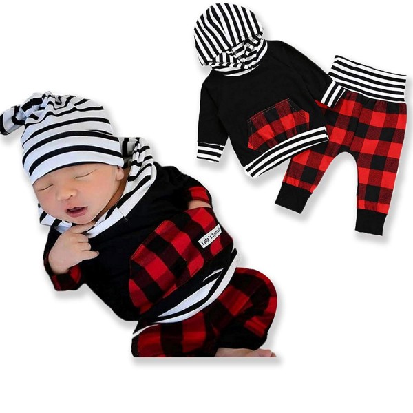 outfit baby boy girl long sleeve black hoodie with check pocket shop online in UAE