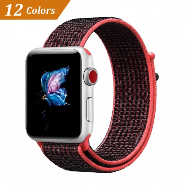 Nylon Sport Loop with Hook and Loop Fastener Adjustable Closure Wrist Strap Replacment Band for iWatch Series 1/2/3, 42mm by QIENGO now in UAE